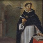 Santo Tomás de Aquino (1225-1274) fue canonizado el 18 de julio de 1323 por Juan XXII y proclamado Doctor de la Iglesia por San Pío V en 1567. Cuadro atribuido a Evaristo Muñoz, principios del siglo XVIII, Universidad de Valencia.