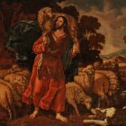 El Buen Pastor sale a buscar a la oveja perdida, pero no descuida el redil que protege a las otras. 'El Buen Pastor' de Cristóbal García Salmerón (1603-1673), Museo del Prado.