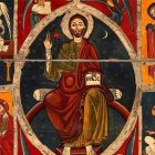 'En el principio era el Verbo' (comienza el Evangelio de San Juan): el Logos, la Palabra. El Ser precede a la Acción.Detalle del Pantocrátor del Maestro de Lluça (c. 1210), Museo del Prado.