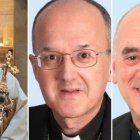 De izquierda a derecha, los nuevos obispos de Palencia, Mikel Garciandía Goñi, Sigüenza-Guadalajara, Julián Ruiz Martorell, y Santander, Arturo Pablo Ros.