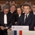 Macron, en marzo de 2023, cuando anunció su proyecto de meter el aborto en la Constitución francesa