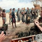 Augusto Ferrer Dalmau pinta la llegada de los 12 franciscanos de 1524 a México, y López-Linares le filma