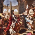 San Ambrosio expulsa de la iglesia al emperador Teodosio, instándole a penitencia: un cuadro de Alessandro Magnasco (1667-1749) que se conserva en el Art Institut de Chicago.