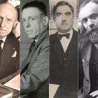 De izquierda a derecha: Louis Vierne, Paul Paray, Francis Poulenc, Maurice Duruflé, Charles Tournemire y Olivier Messiaen.