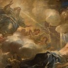 Dios inspira la sabiduría en Salomón, modelo de gobernante prudente, mientras duerme: 'El sueño de Salomón' (detalle, 1696) de Luca Giordano. Museo del Prado.