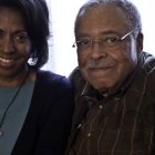 James Earl Jones en 2013 con la actriz Genna Gardwel en el rodaje de Gimme Shelter, película con mensaje provida