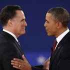 Romney vs Obama en uno de sus debates.
