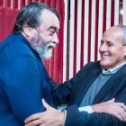 Pedro Cuartango y Julián Carrón, tras el debate este domingo en EncuentroMadrid