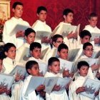 Los escolanes del Valle de los Caídos, durante un concierto en Tordesillas (Valladolid).