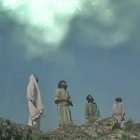 La escena de la Transfiguración en el Monte Tabor, con Pedro, Juan y Santiago como destinatarios de la orden del Padre ('¡Escuchadle!') respecto a su Hijo. Imagen: captura Jesus Film Project (1979).