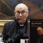 Don Santiago Calvo, durante la presentación del libro que ha co-escrito sobre Don Marcelo.