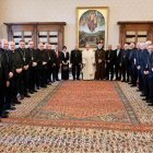 Obispos, cardenales y ayudantes del CELAM (episcopado latinoamericano) visitan al Papa Francisco en verano de 2024