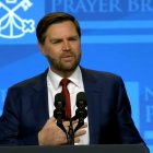 J.D. Vance, durante su intervención en el Desayuno Nacional Católico de Oración, que cumplía este viernes veinte años.