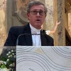 Jorge Ignacio García Cuerva, de 55 años, arzobispo de Buenos Aires desde 2023, en el encuentro interreligioso al fallecer el Papa Francisco