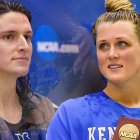 Lia Thomas, a la izquierda, cuando le dieron la victoria pese a empatar con Riley Gaines, quien se hizo activista de proteger el deporte femenino