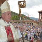 El obispo Pérez Pueyo en Torreciudad en 2023 para el gran Encuentro Mariano de las Familias de cada año