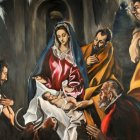 "La Adoración de los Pastores",  por El Greco (entre 1612 y 1614). Fue su última obra, destinada a su propia capilla funeraria en Toledo.