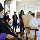 León XIV con Aram I, Catolicós armenio de la Sede de Cilicia, en la audiencia pública del miércoles 20 de mayo