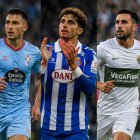 Una representación de jugadores del Getafe, Celta, Espanyol, Elche y Levante, equipos ganadores de esta "Liga de los Talentos"
