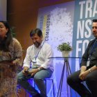 Presentadores de Nunc Coepi en el evento de evangelización Transforma de 2024