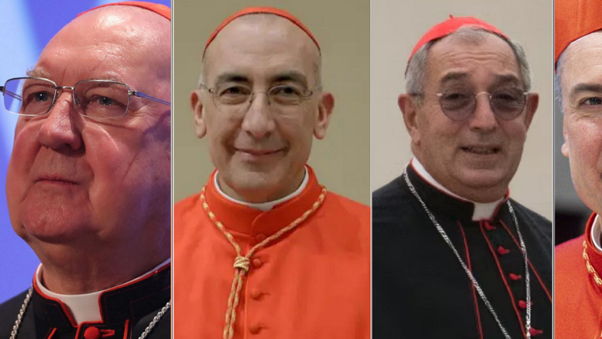 De izquierda a derecha, los cardenales Farrell, Reina, Donatis y Gambetti, que mantienen sus cargos en Sede Vacante