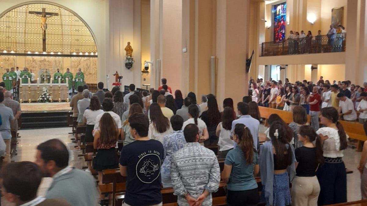 Una misa de junio, Mes del Sagrado Corazón, en el santuario del Sagrado Corazón del Cerro de los Ángeles, en Getafe, en 2023