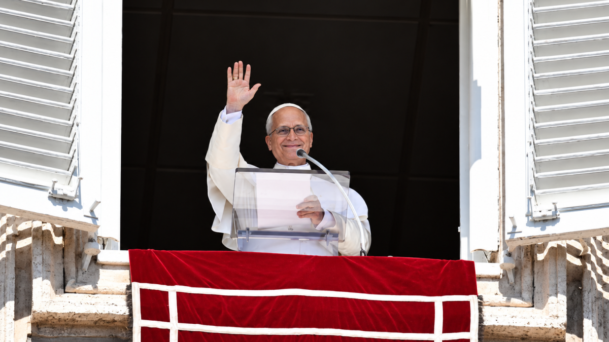 El Papa León XIV saluda a los fieles durante el rezo del Ángelus en el Vaticano.
