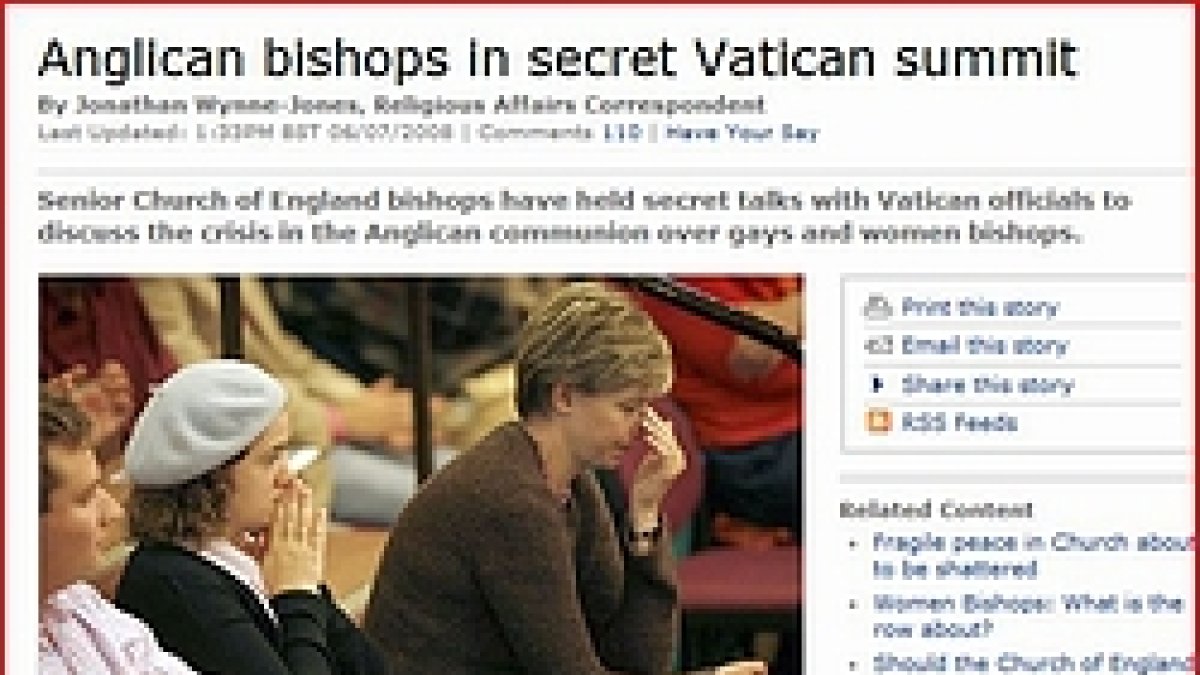 The Sunday Telegraph asegura que varios obispos anglocatólicos se acercan a Roma