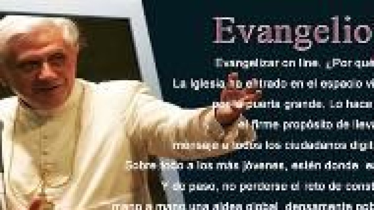 Página de internet con el Papa