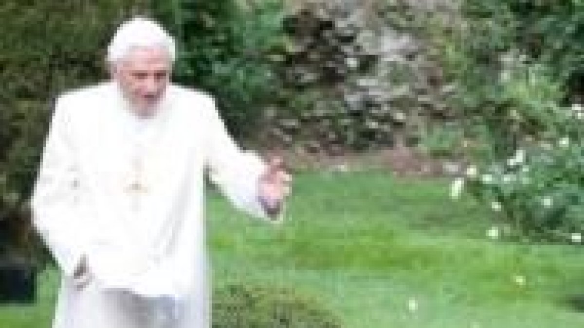 Benedicto XVI en los jardines de Castelgandolfo