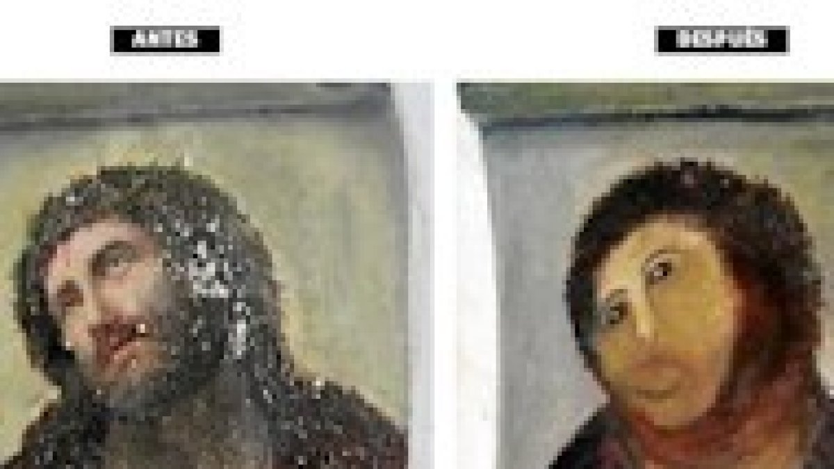 El Cristo de Borja, antes y después.