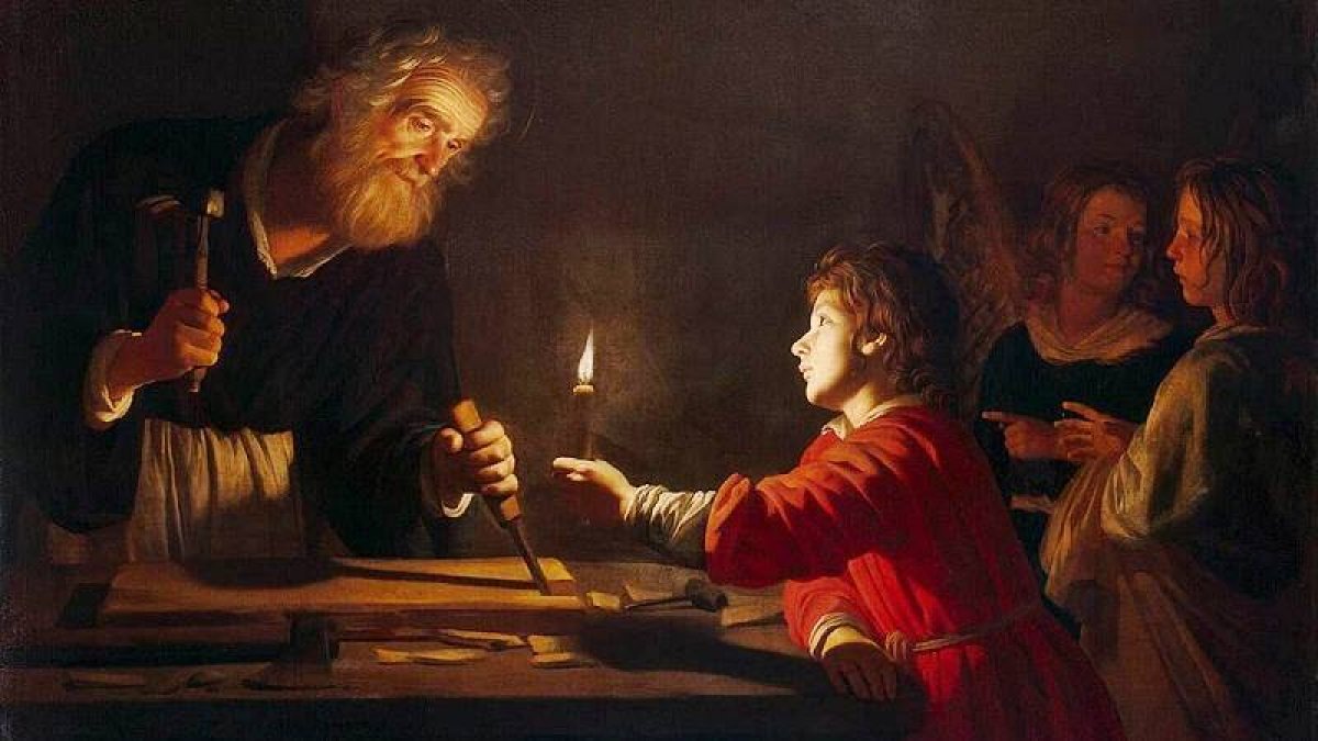 Gerard van Honthorst, 'La infancia de Cristo' (detalle, c. 1620). San José fue, además de padre 'nutricio', padre putativo (reputado) de Jesús, una condición que puede estar en el origen del nombre Pepe.
