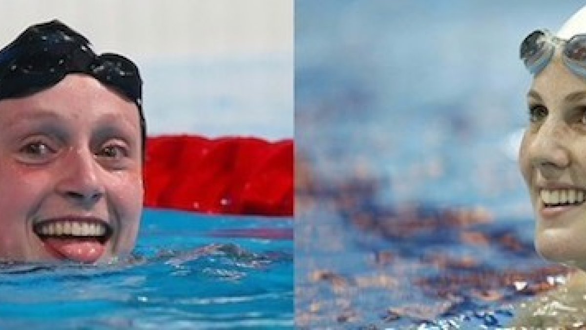 Katie Ledecky (izquierda) y Missy Franklin (derecha).