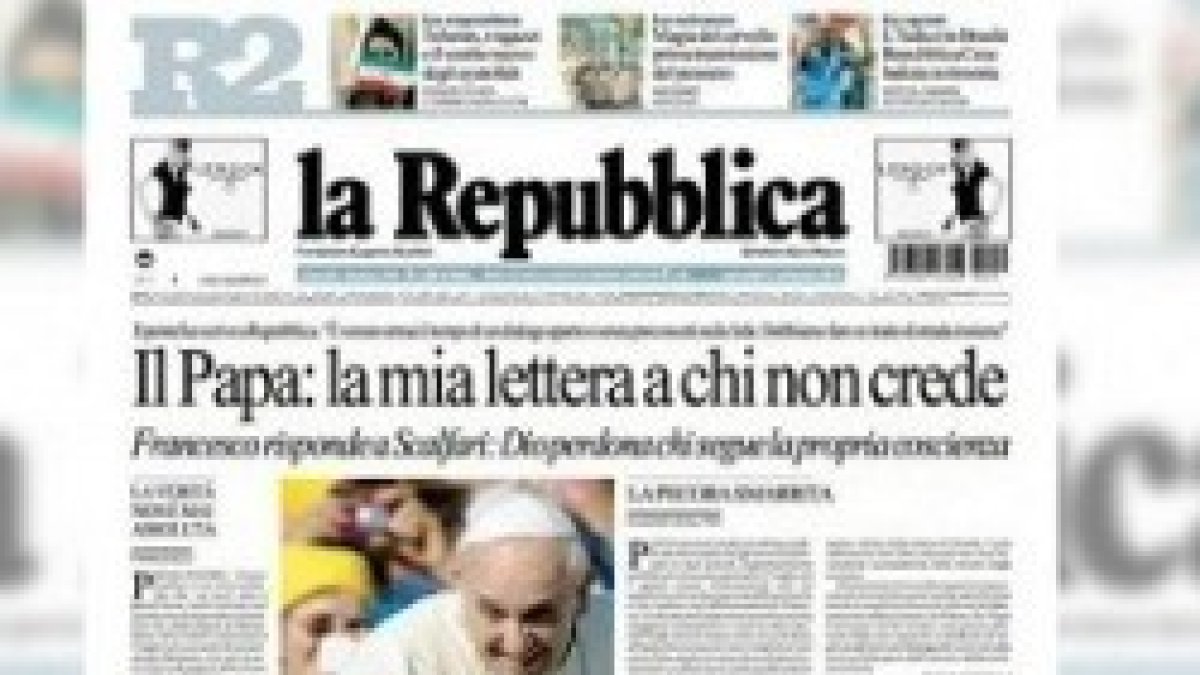 El Papa escribió a La Repubblica respondiendo a su fundador, Scalfari
