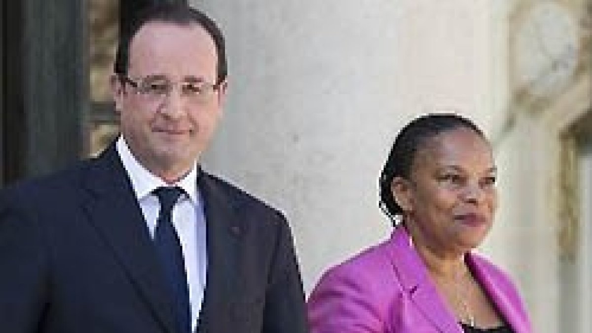 El presidente Franois Hollande y la ministra de Justicia, Christiane Taubira, principales impulsores de la ley.