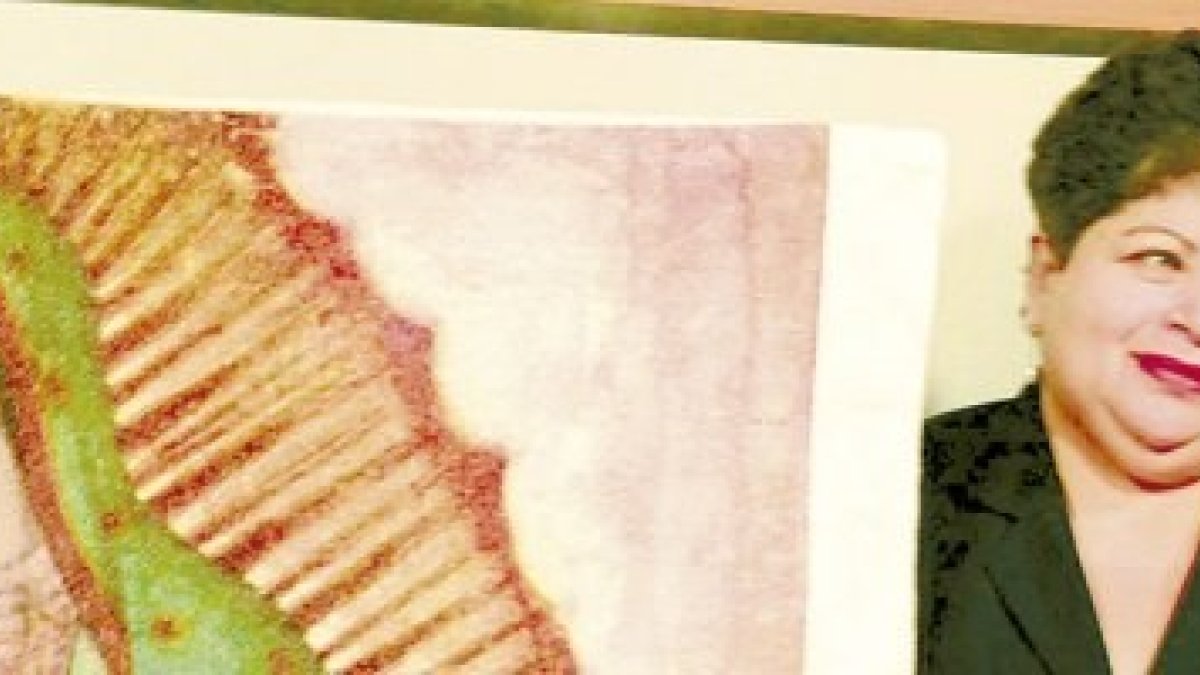 La señora María de Jesús ha dedicado casi 3 años a bordar una enorme imagen de la Guadalupana