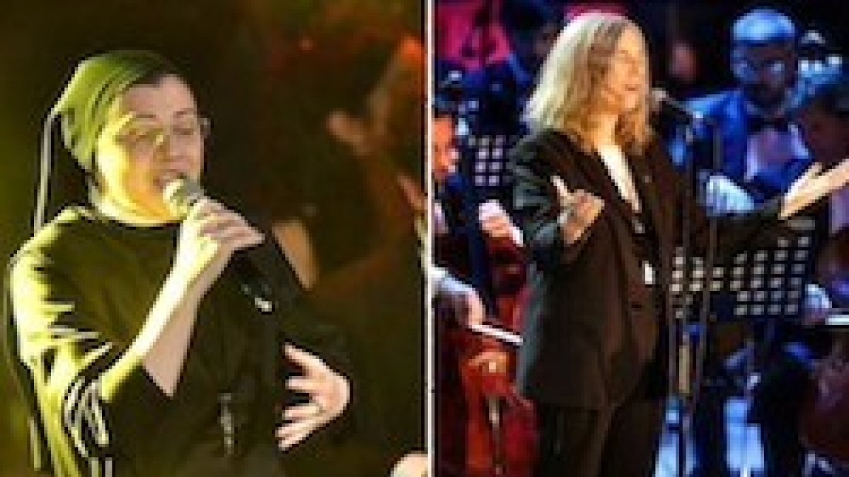 Sor Cristina y Patti Smith, en sendos momentos de sus intervenciones.