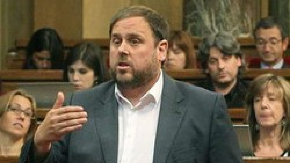 Oriol Junqueras, líder de ERC, en el Parlamento autonómico catalán