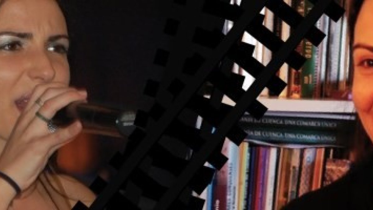 Rosa María Frías cuenta su testimonio - en la foto de la izquierda, en su época alejada de Dios, en la derecha, narrando su experiencia