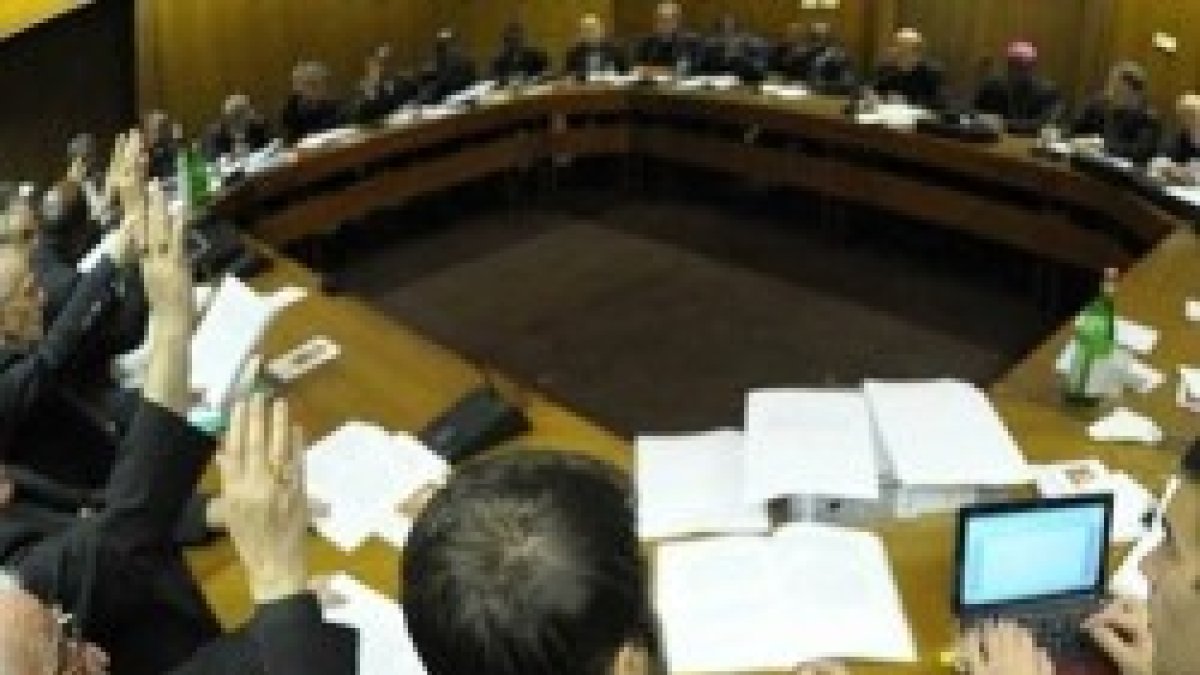 Uno de los círculos menores que debaten los temas del Sínodo: hay dos grupos en español