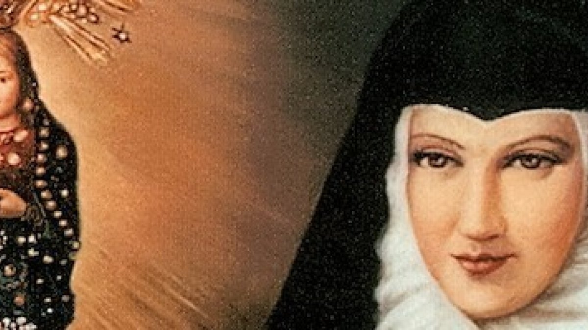 Sor Patrocinio junto a la imagen que aparecio milagrosamente en el convento tras la aparicion