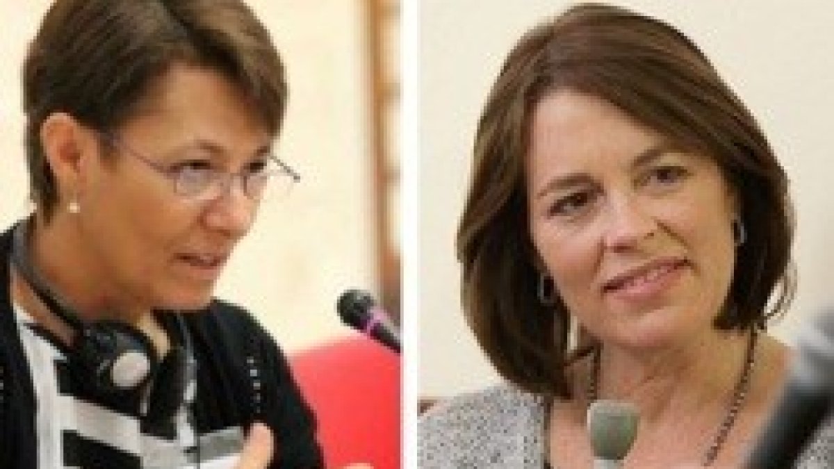 La hispano-mexicana Leticia Soberón -izquierda- y la norteamericana Kim Daniels, nuevos miembros de la Secretaría de Comunicación del Vaticano