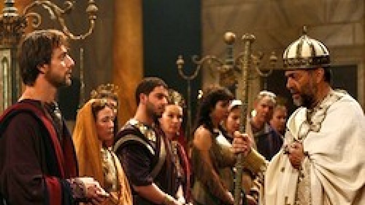 El primer encuentro entre San Agustín y San Ambrosio, dos de los grandes Padres de la Iglesia latina, en una miniserie de televisión de 2010.