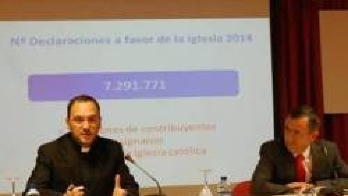 Fernando Giménez Barriocanal y el P. Jose Gabriel Vera durante la presentación de los resultados