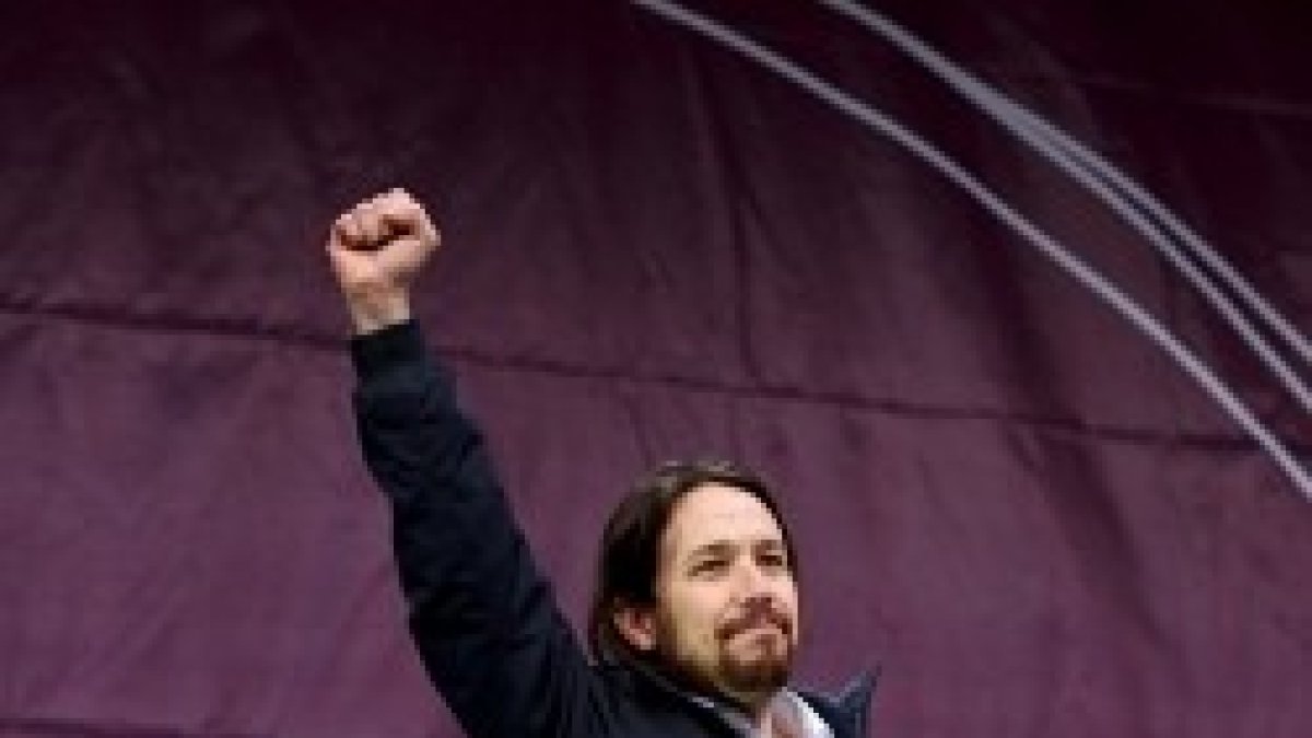 Pablo Iglesias lidera la formación de izquierda populista Podemos, que con sus aliados suma un 20 por ciento de votos en España