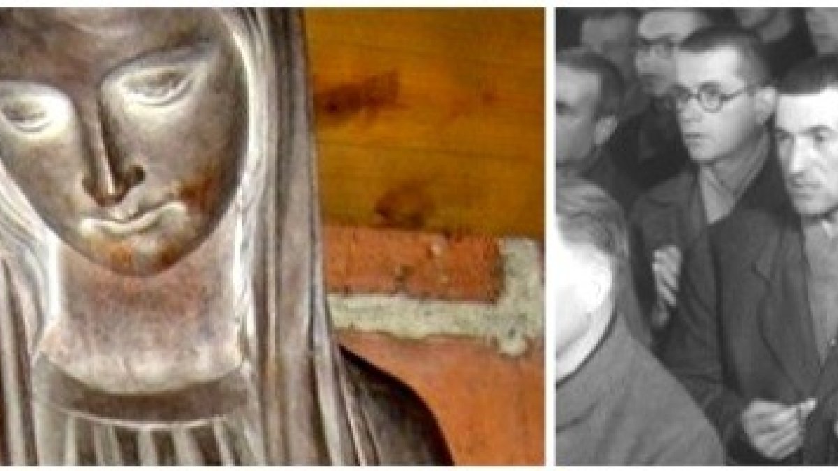 La imagen de la Virgen de Dachau y sacerdotes prisioneros rezándole el Rosario en la capilla del campo nazi