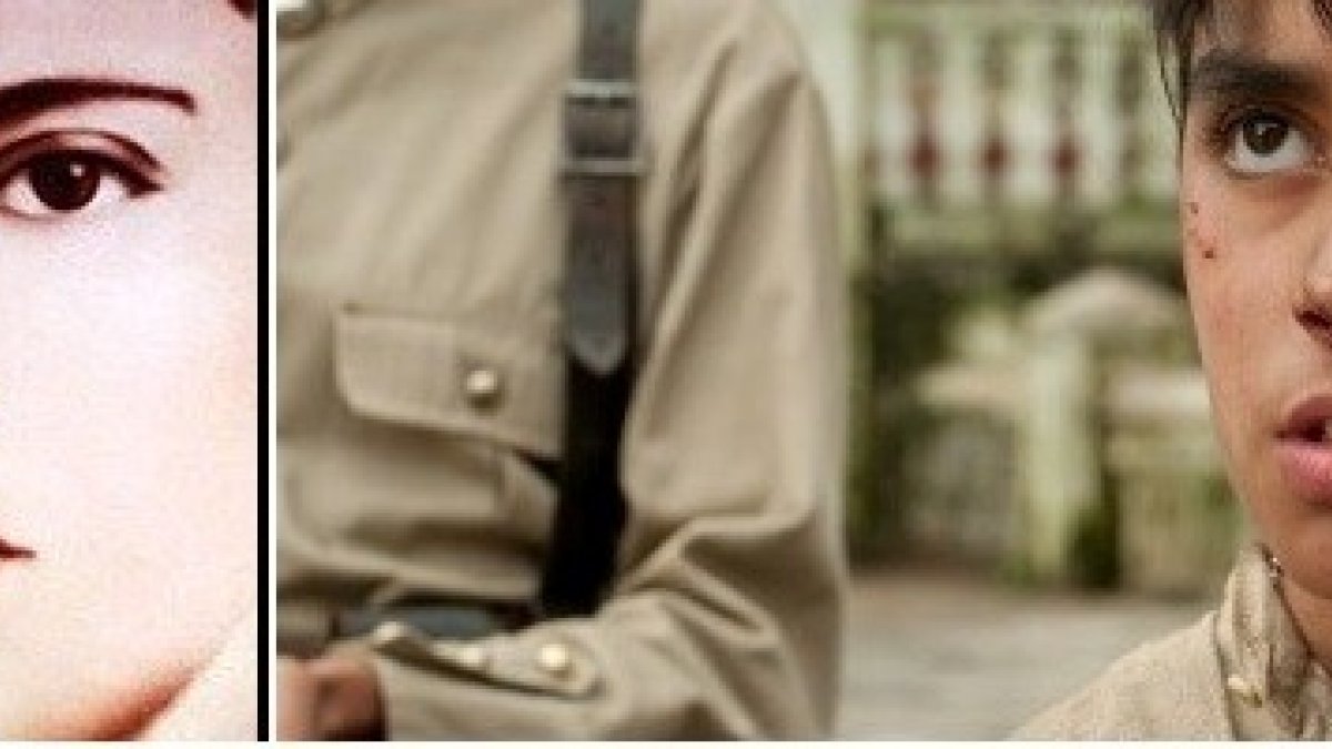 El beato José Sánchez del Río murió mártir a los 14 años... a la izquierda, una foto de él; a la derecha, en la película Cristiada, de 2012