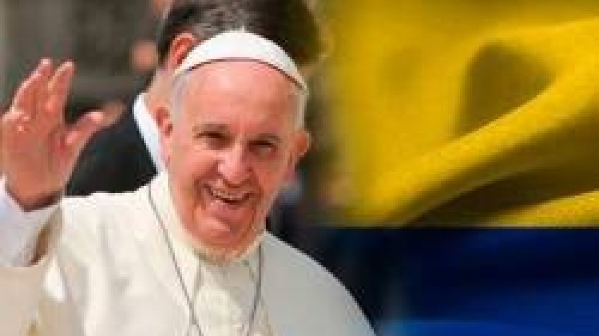 El Papa Francisco con la bandera de Colombia