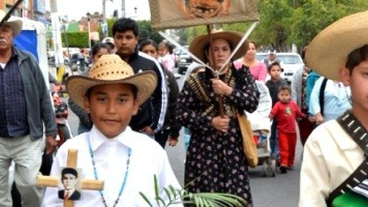 Procesión en Sahuayo recordando a San José Luis Sánchez del río, el niño cristero, que se celebra cada febrero, aniversario de su martirio