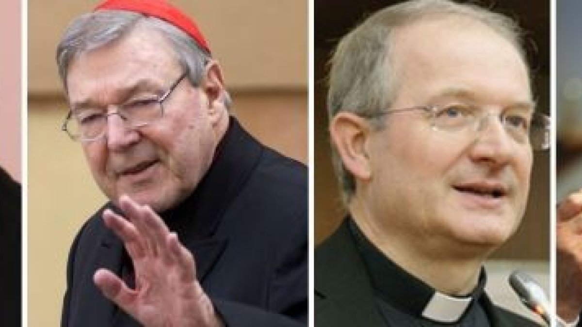 De izquierda a derecha, Ladaria, el cardenal Pell, Livio Melina y el arzobispo Chaput
